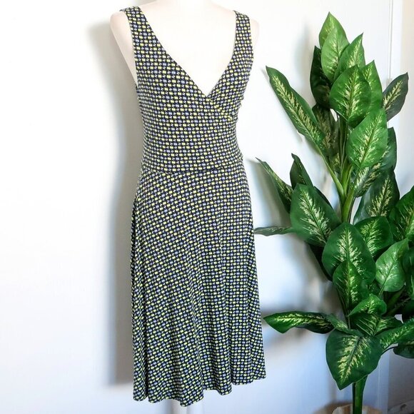 Boden Dresses & Skirts - Boden Willa Navy Blue & Green Apple Print Jersey Surplice V-neck Midi Dress 8